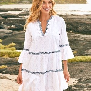 Tommy Bahama Cotton Clip Embroidered Tier Dress.  Never worn.  Oversized.